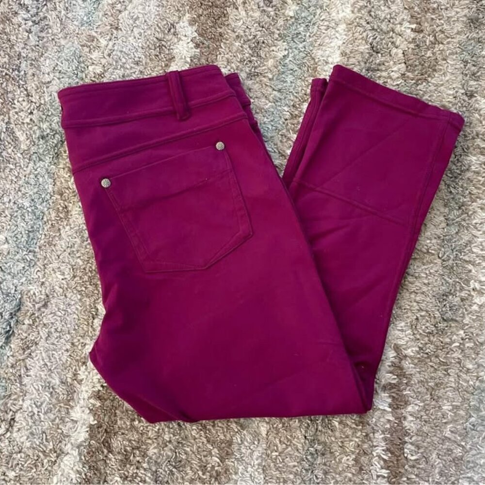 Athleta Sz LT Large Tall Stretchy Pull On Athletic Cropped Yoga Pants Cranberry